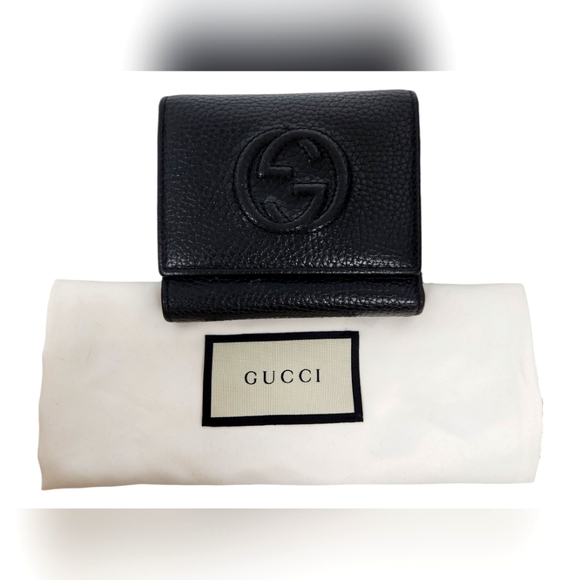 Gucci Pebbled Leather Trifold Wallet - Picture 1 of 9